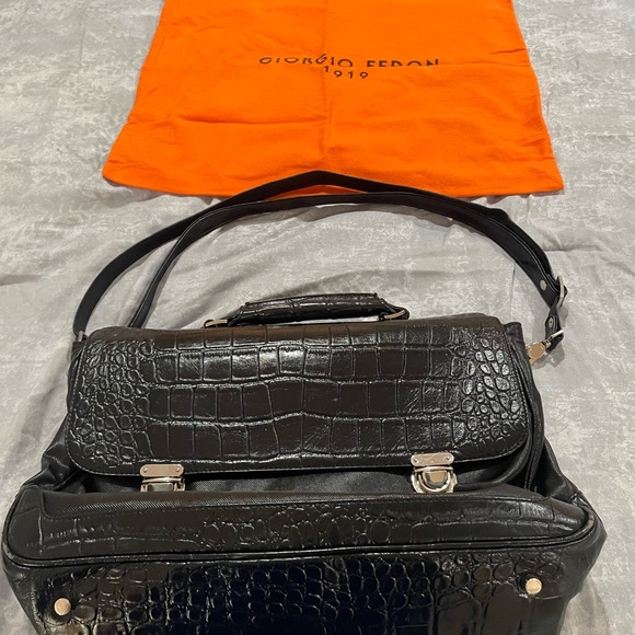 Giorgio Fedon Other - GIORGIO FEDON 1919 Vintage Black Leather Brief Briefcase Messenger Bag